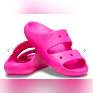 New Crocs Classic Round Mens Breast Cancer Slides Sandal Fucsia Pink US 13